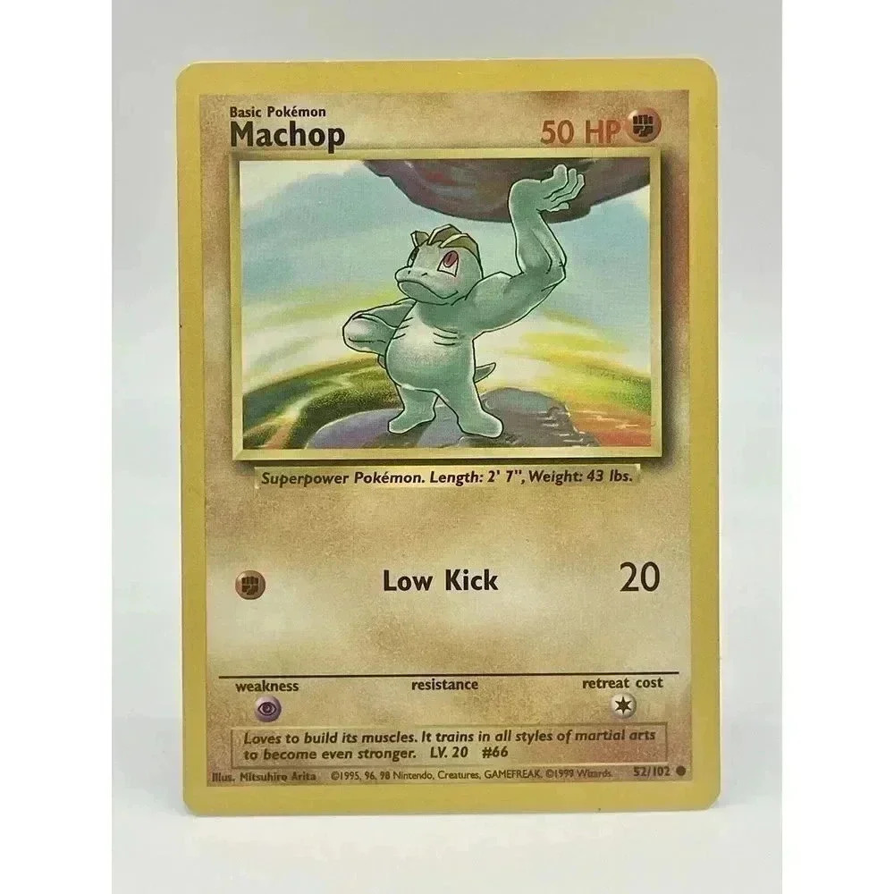 Pokémon TCG Machop Base Set 52/102 Regular Unlimited Common Non‎ Halo Vintage LP